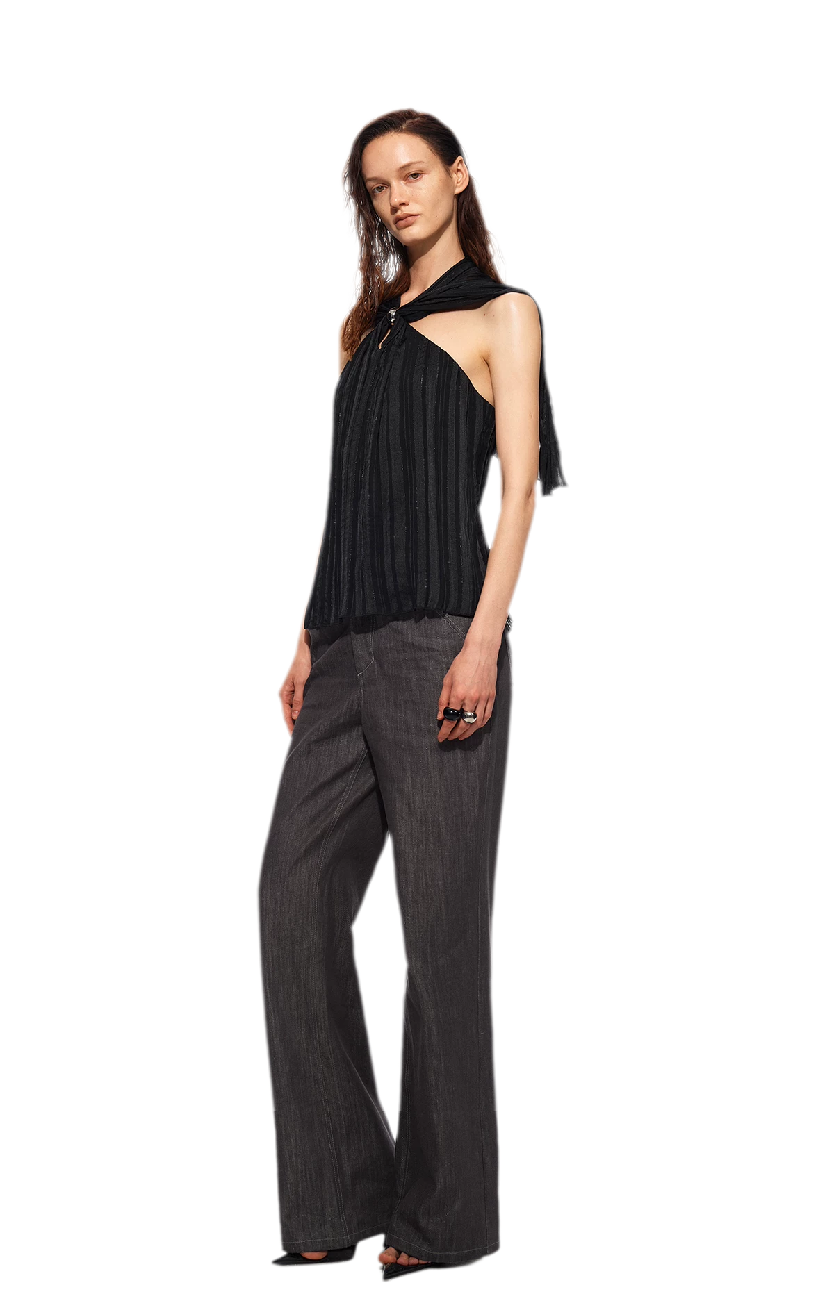Shimmer Crinkle Halter Top