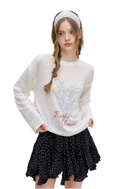 Hand-Drawn Floral Sun Protection Pullover