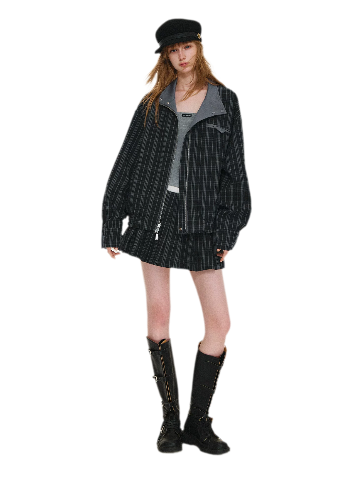 Reversible Plaid Boxy Jacket