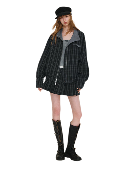 Reversible Plaid Boxy Jacket