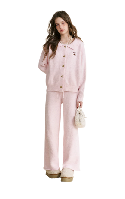 Wool Blend Collared Knit Set