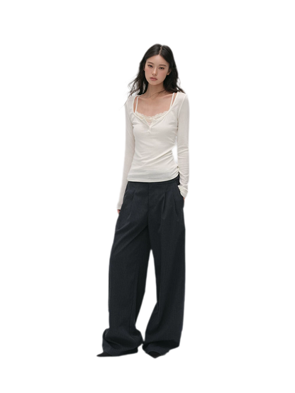 Lace Trim Fitted Top