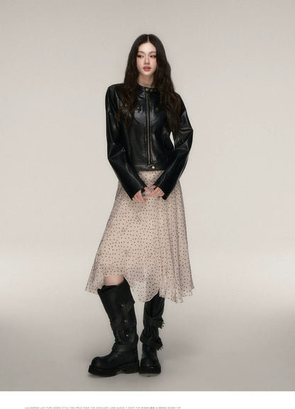 Vintage Stand-Collar Leather Jacket
