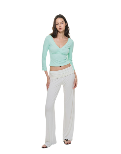 Crossfront Ribbed V-Neck Top