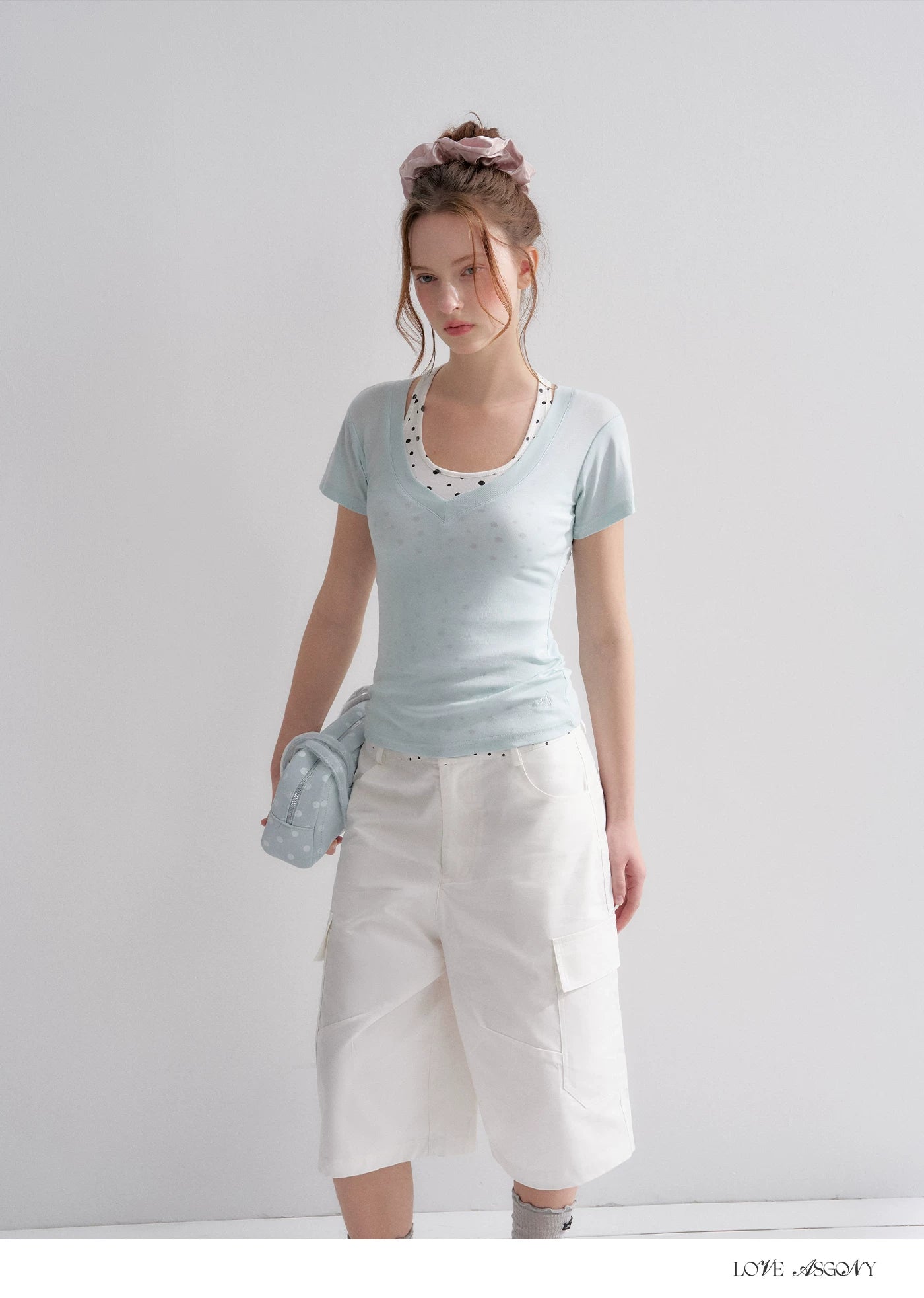 Blue V-Neck Slim Fit Short Sleeve T-Shirt