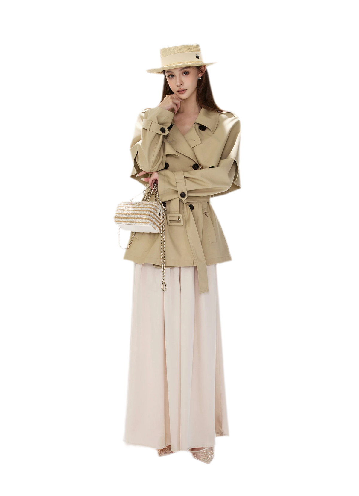Áo khoác trench cape vải twill