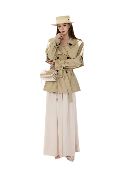 Áo khoác trench cape vải twill