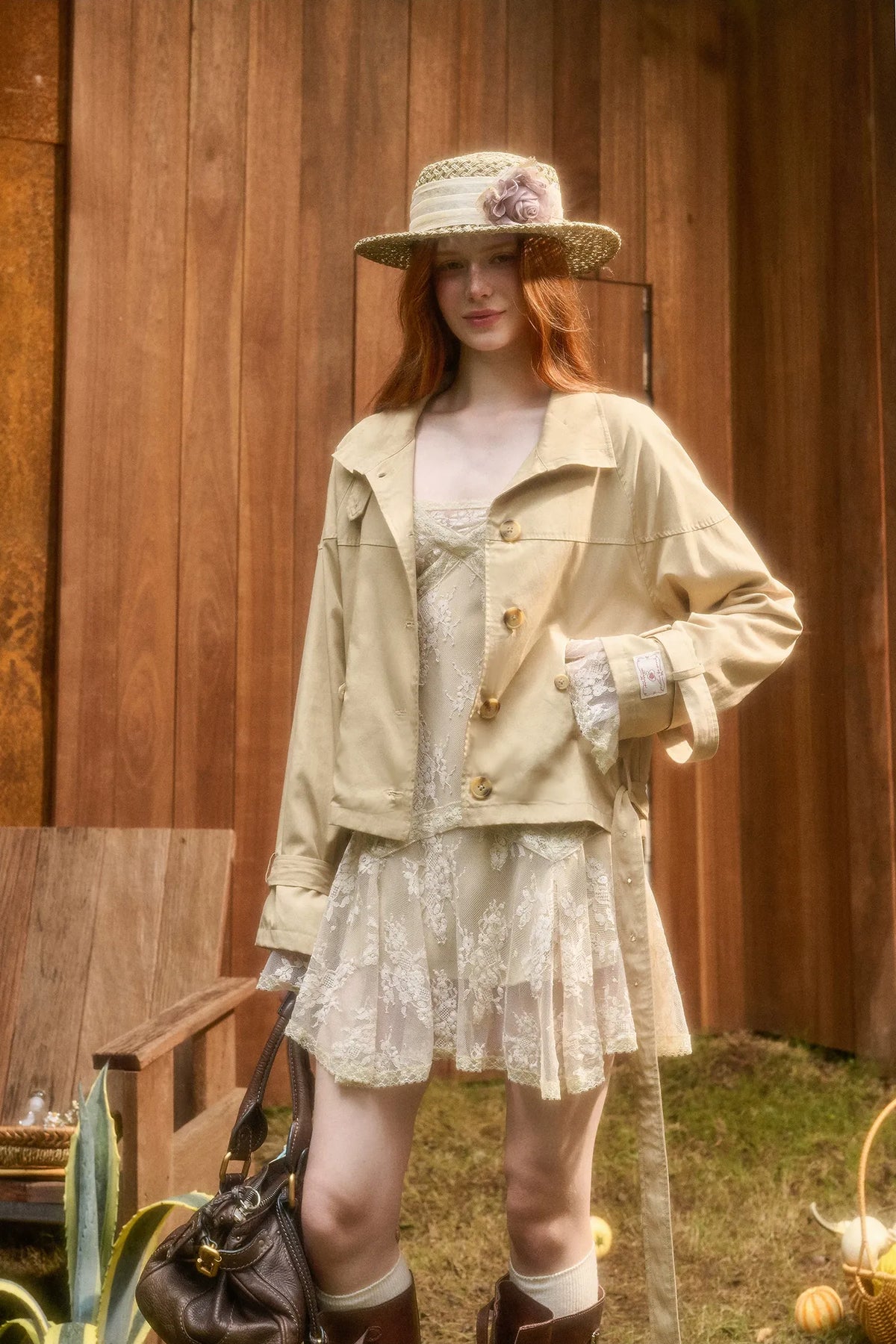 Woven Cropped Trench Jacket
