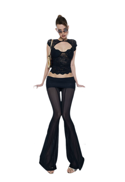 Lace Cutout Slim Top