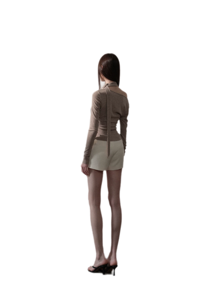 Wool-Blend Double-Pocket Mid-Waist Shorts