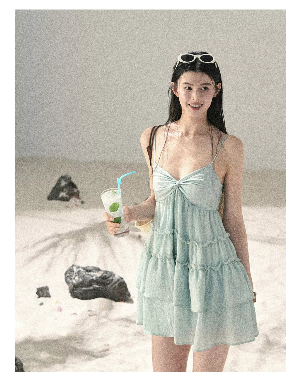 "Mossy Stone Steps" Summer Beach Camisole Dress