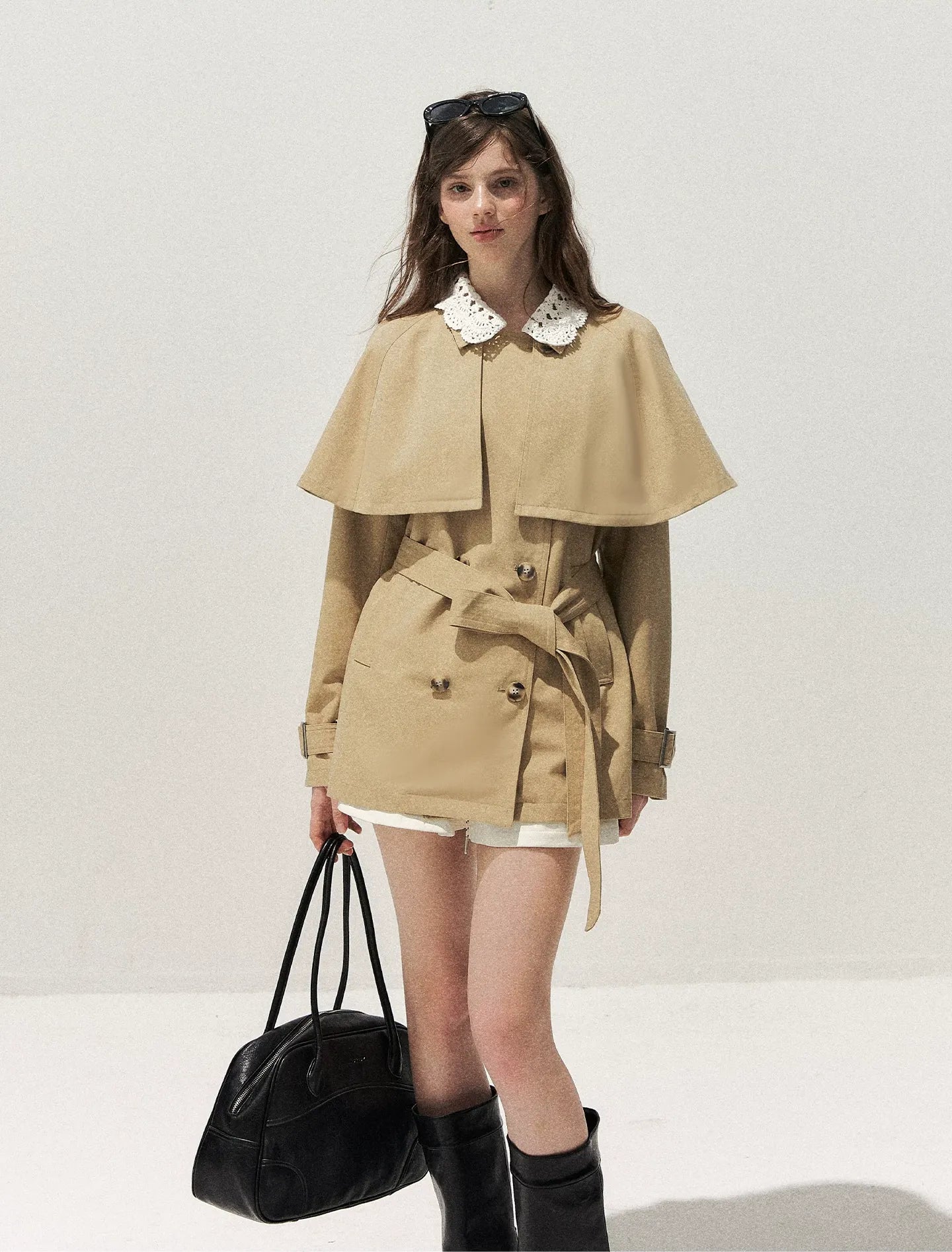 Crochet Cape Trench Coat