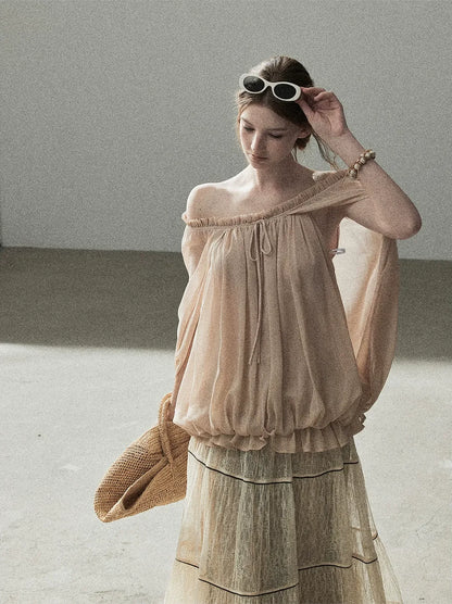 Crinkled Off-Shoulder Top