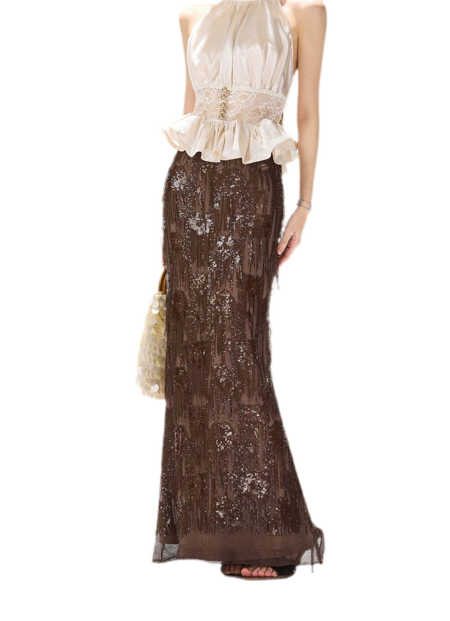 Vintage Sequin Tassel Skirt