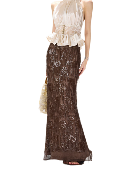Vintage Sequin Tassel Skirt