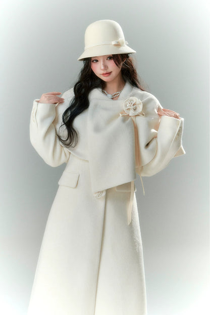 Long-Pile Wool Cape Coat