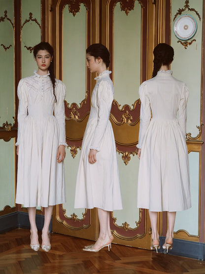 Lace Trim Victorian Midi Dress