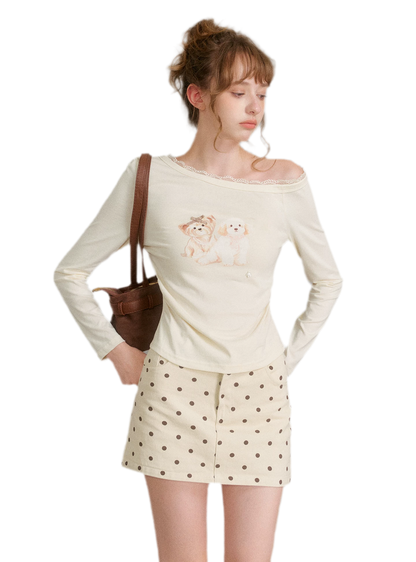 Hand-Painted Lace Trim T-Shirt