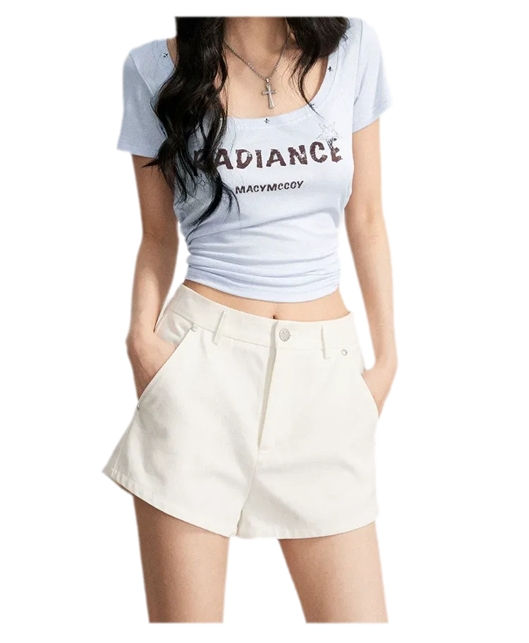 Rhinestone Cotton Summer Shorts