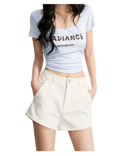 Rhinestone Cotton Summer Shorts
