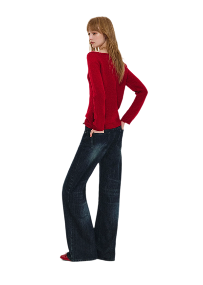 Wool Blend Jacquard Knit Sweater