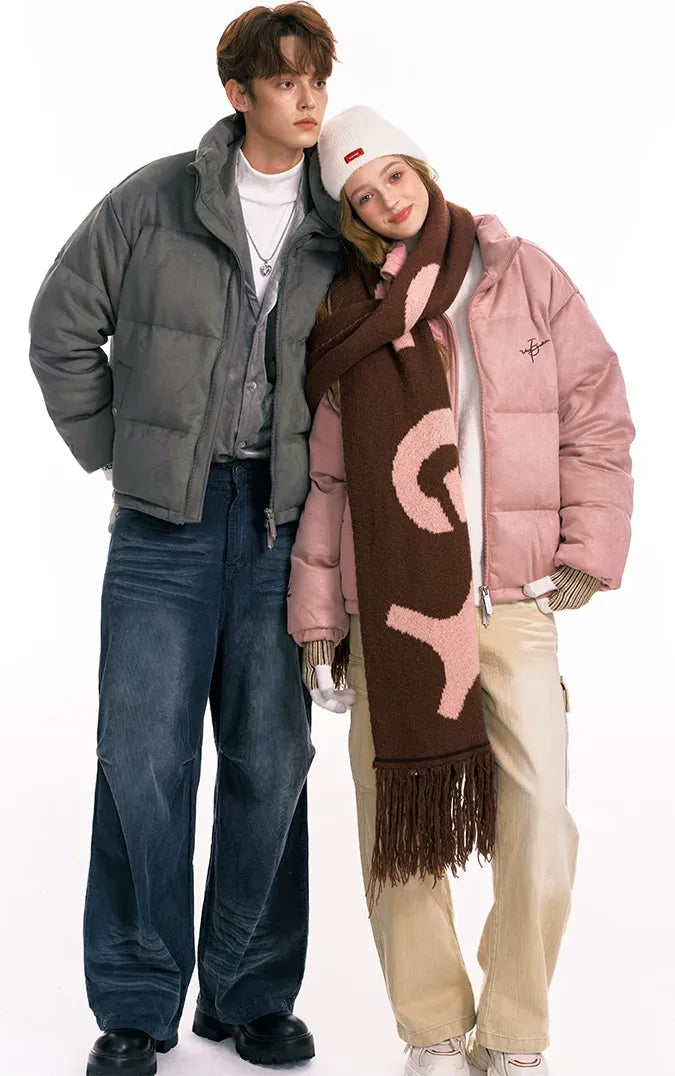 Suede Oversized Down Puffer Jacket
