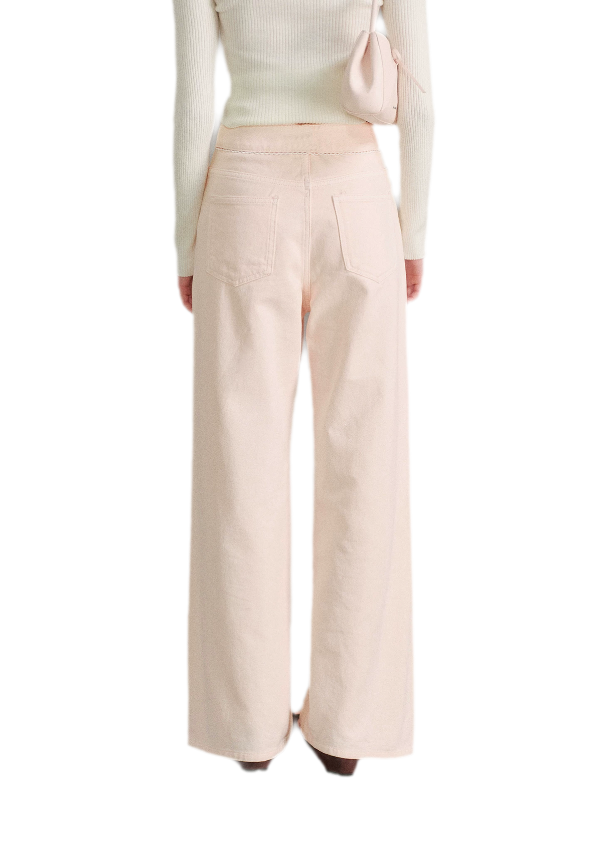 Cotton Lace-Trim Wide-Leg Jeans
