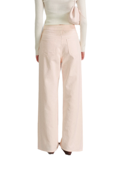 Cotton Lace-Trim Wide-Leg Jeans