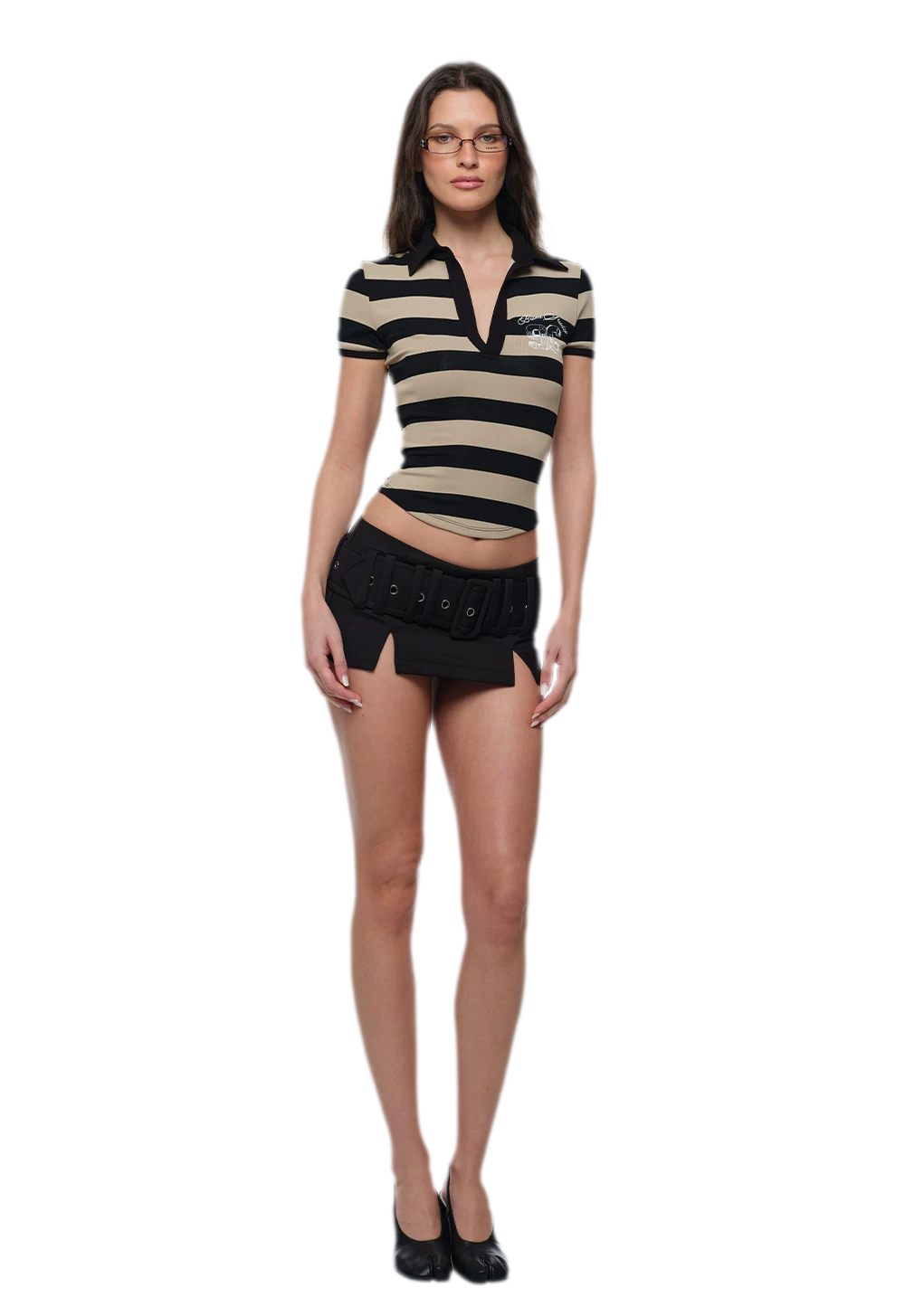 Low-Rise Buckle Mini Skirt