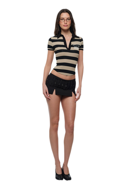 Low-Rise Buckle Mini Skirt