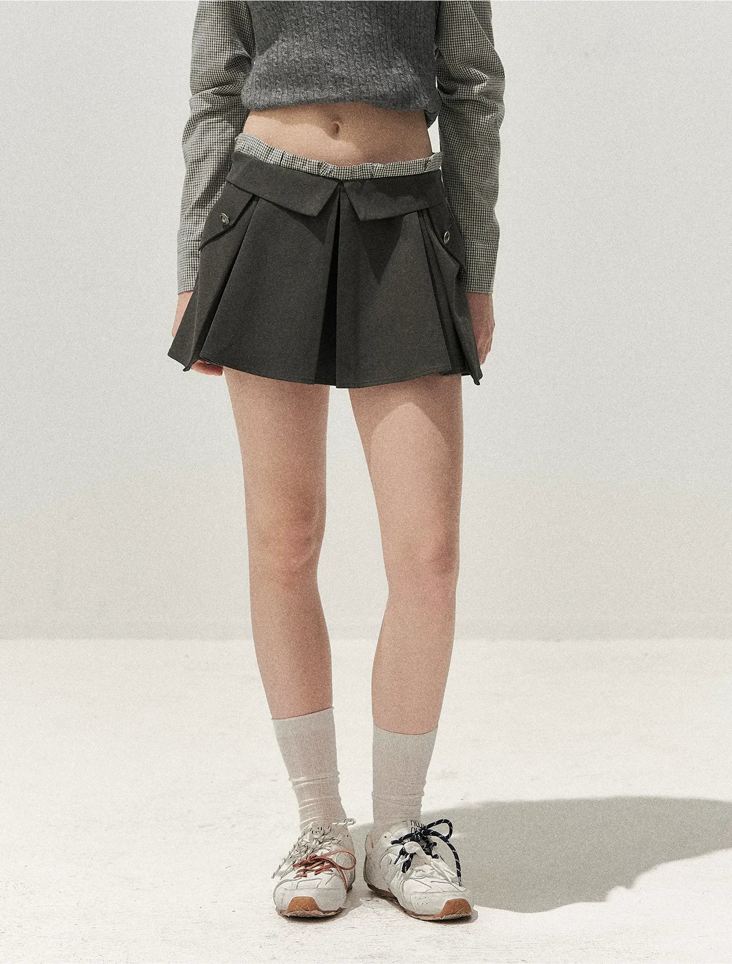 Lyocell Cotton Pleated Mini Skirt