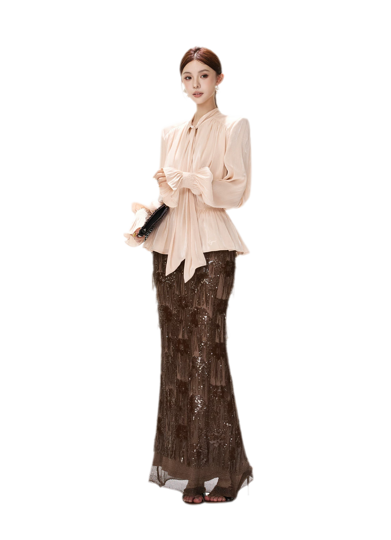 Pearlescent Tie Waist Blouse