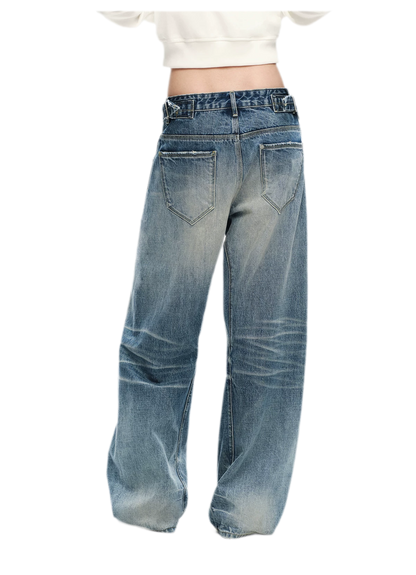 Vintage Washed Wide-Leg Jeans