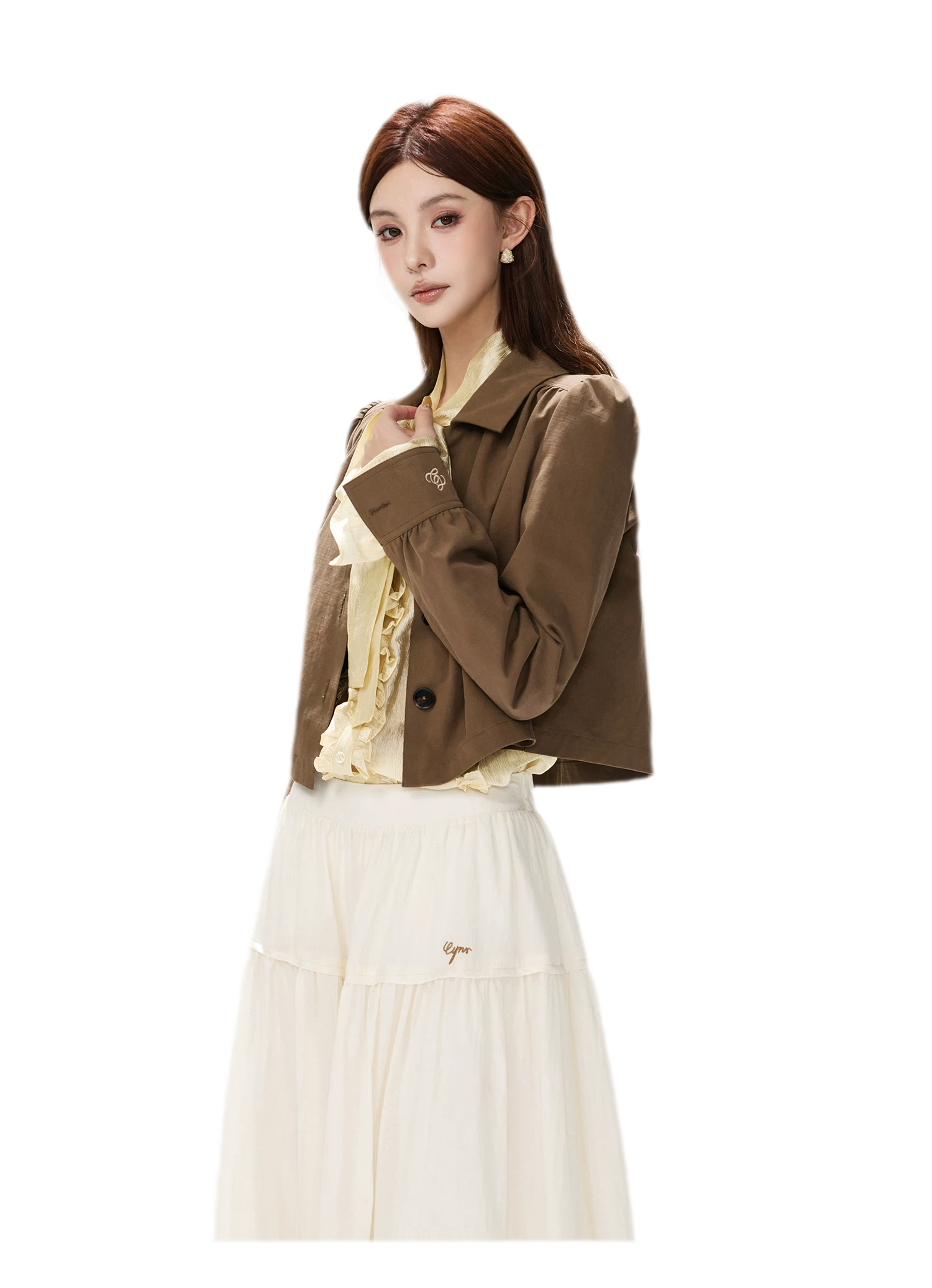 Vintage Puff Sleeve Cropped Jacket