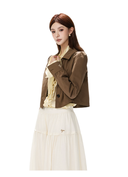 Vintage Puff Sleeve Cropped Jacket