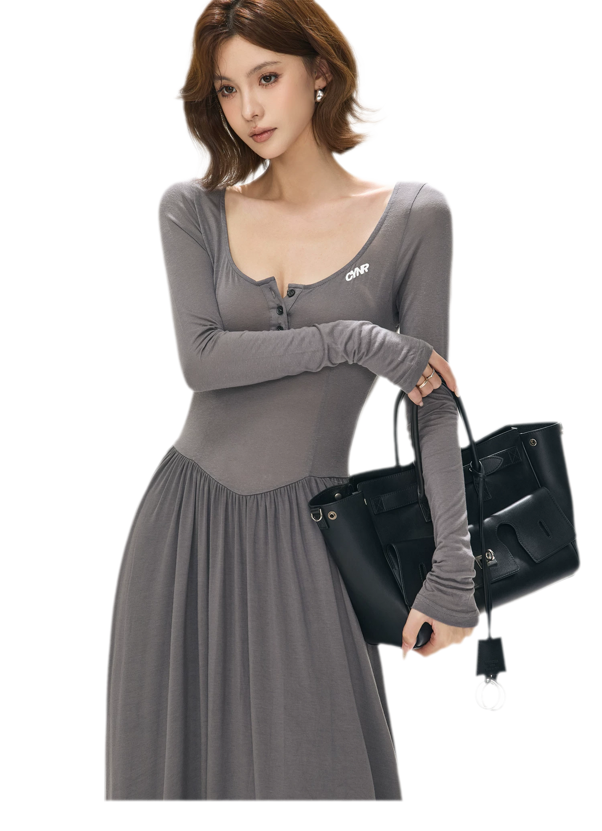 Vintage Square-Neck Paneled Maxi Dress