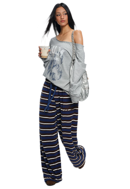 Asymmetric Printed Oversized Long-Sleeve T-Shirt