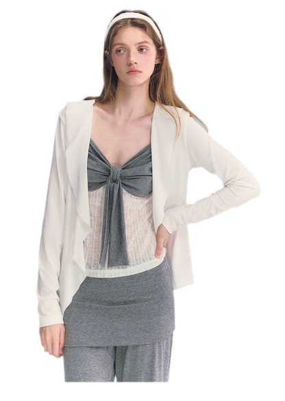 Ruffled Drape Knit Set