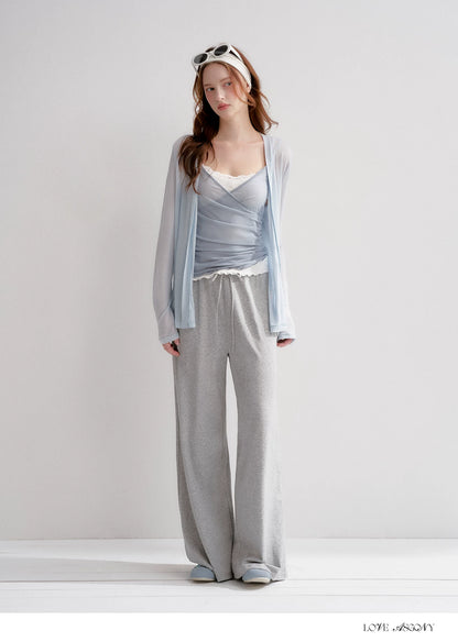 Lyocell Elastic Waist Straight Pants