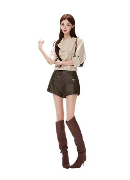 Textured Draped Oversized Shirt