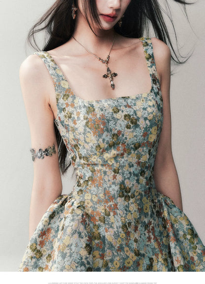 Jacquard Floral Short Dress