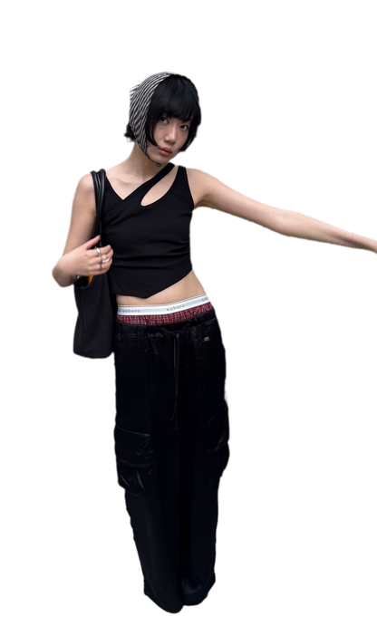 Deconstructed Asymmetric Cutout Tank Top