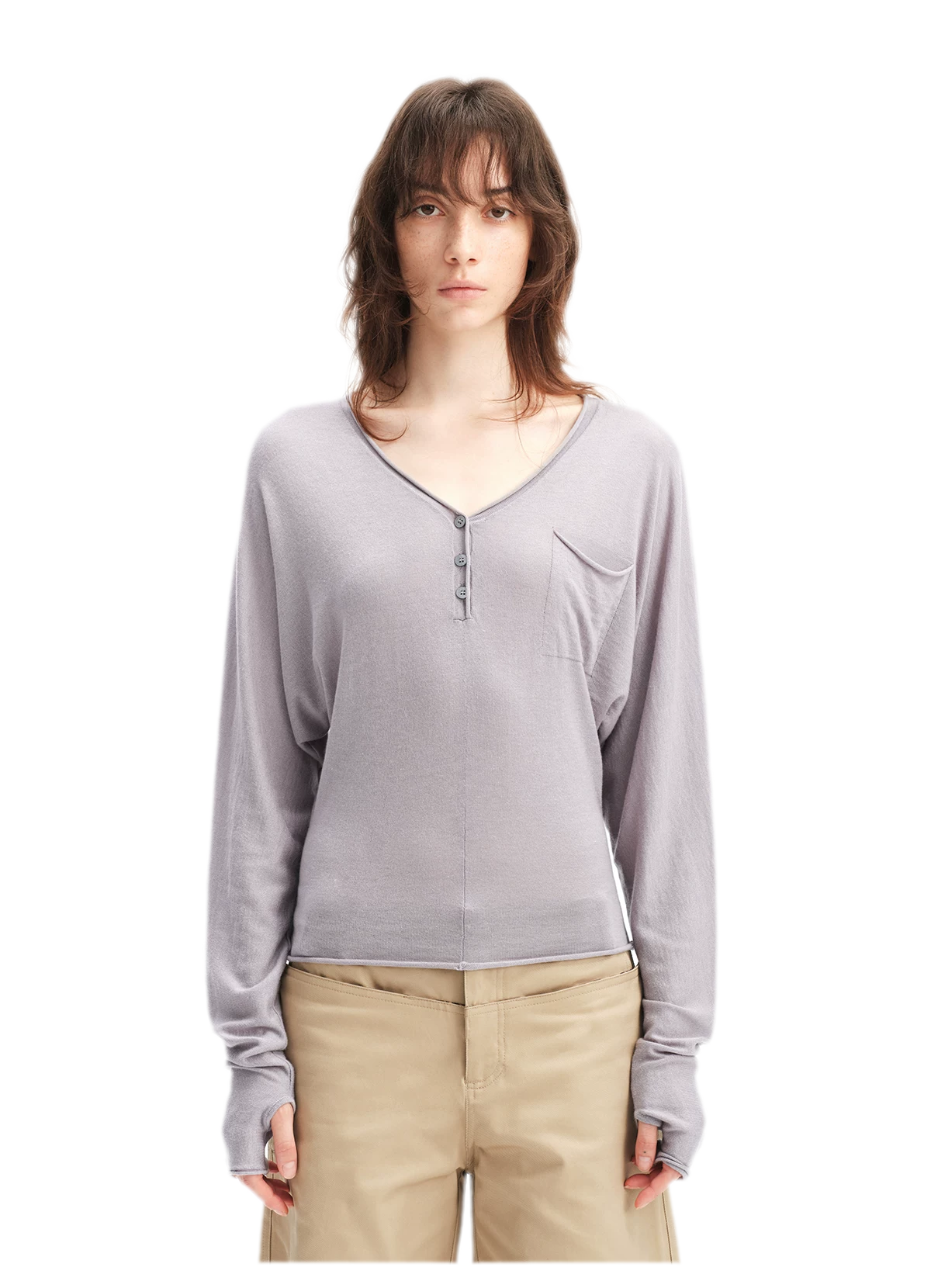 Lyocell Wool V-Neck Top
