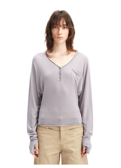 Lyocell Wool V-Neck Top