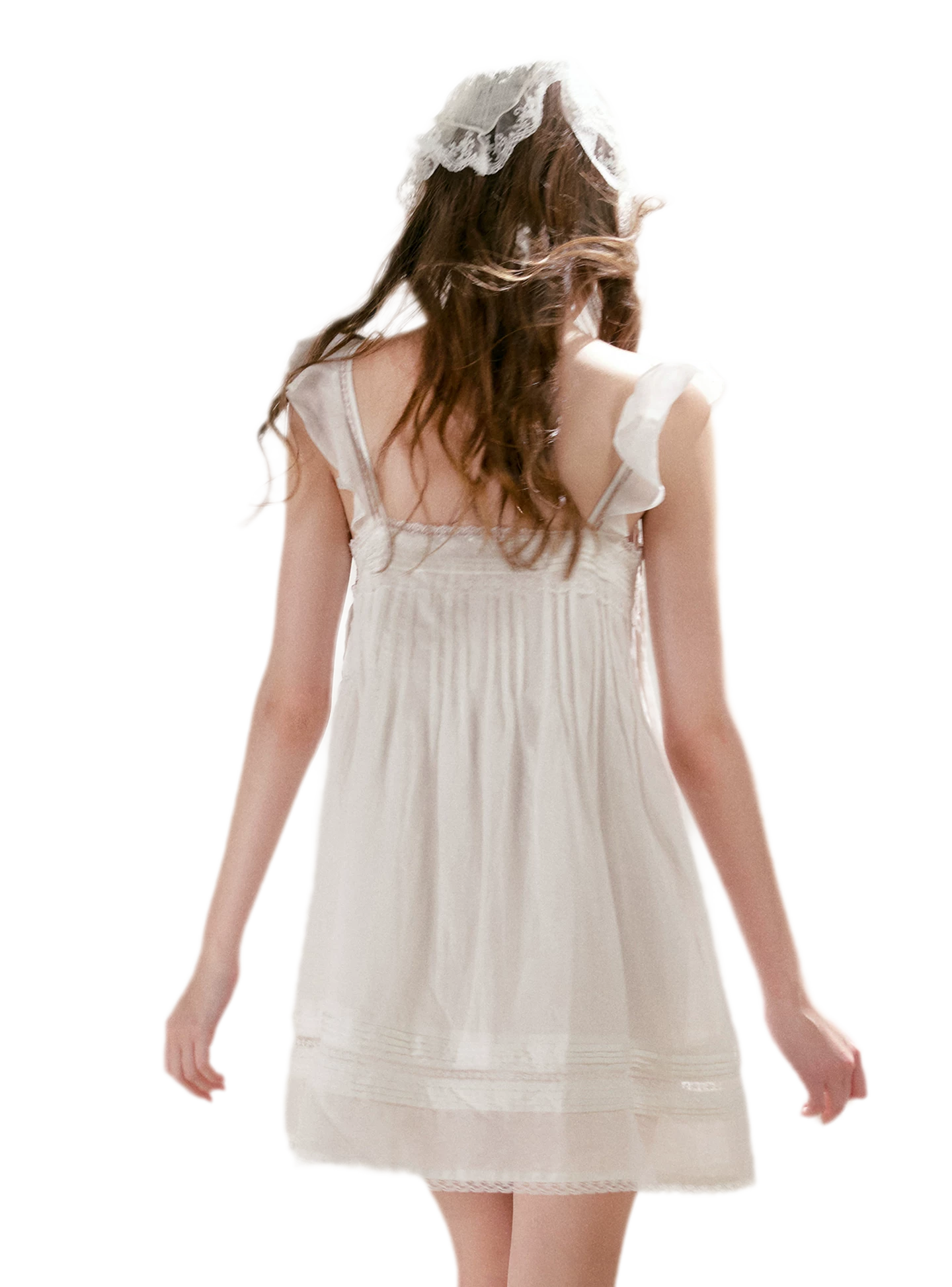 Pleated Lace A-Line Dress