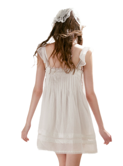Pleated Lace A-Line Dress