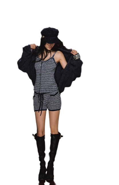 Gestreiftes Woll-Jumpsuit-Set