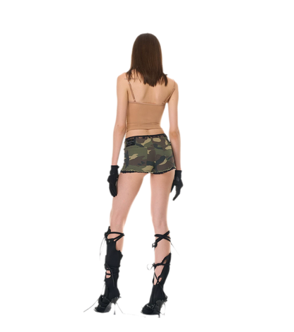 Camouflage Lace Trim Shorts
