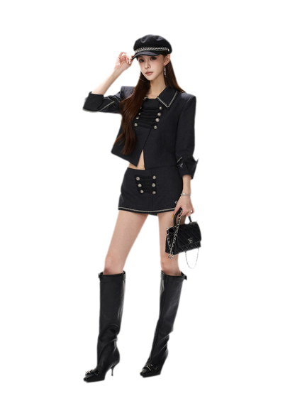 Corded Napoleonic Jacket Skirt Set