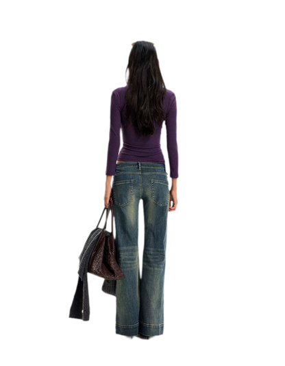 Vintage Washed Flared Jeans